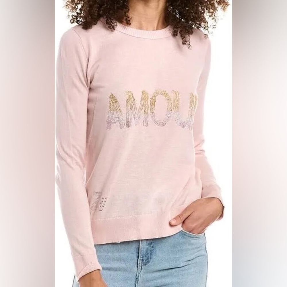 Zadig & Voltaire Miss Amour Gradient Strass Studded Sweater Poudre Medium $368